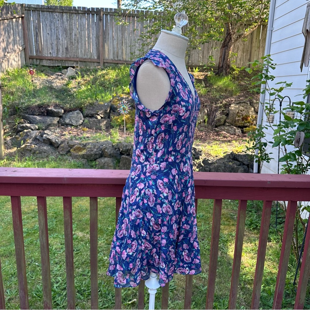Rebecca Taylor Blue Floral Silk Dress - Picture 6 of 12